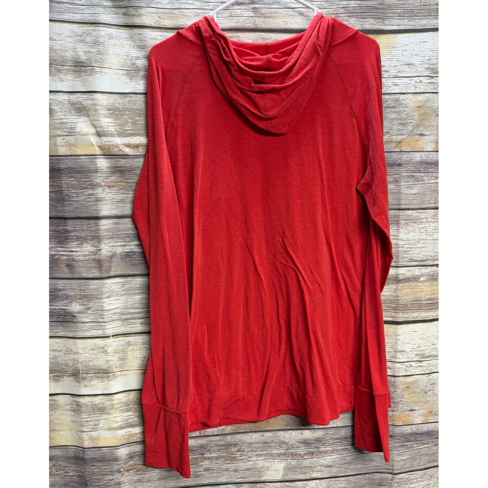 GapFit Breathe Hoodie Womens Large Red Long Sleeve Thumbhole Activewear Top